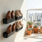 Wall Mount Shoe Rack 4 Pack Plastic Shoe Holders Storage Organizer - Image 5