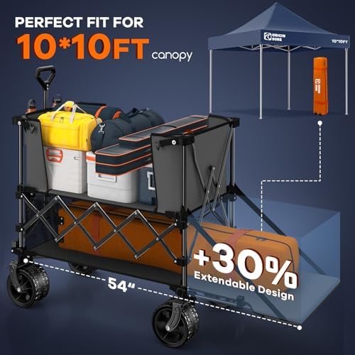 Originsure 400L Foldable Double Decker Wagon, 54" L Tailgate, 560lbs, Grey - Image 6