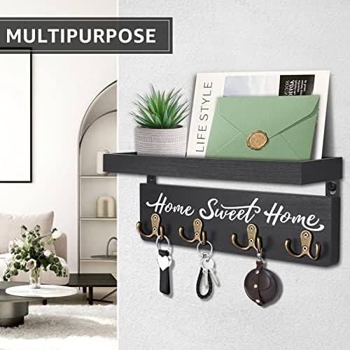 buways Key Holder Wall Mount with 8 Hooks and Cozy Home Sign(Black) - Image 3