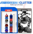 Hat Organizer for Baseball Caps, Over the Door Hat Rack with 10 Display Hooks and Hanger, 2-Way Hanging Hat Storage and Hat Holder for Bedroom, Entryway or Garage Doors – 1 Pack - Image 5