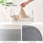 Nunsino Laundry Hamper 95L,Large Laundry Basket for Clothes,Decorative Storage Basket for Blankets,Cotton Rope Woven basket for bedroom,Grey White - Image 5