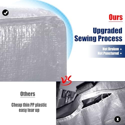 Cosy Family 8 Pack Heavy Duty Extra Large Moving Bags with Backpack Straps - Strong Handles & Zippers, Storage Totes For Space Saving, Fold Flat, Alternative to Moving Box (40 gal, Silver) - Image 3
