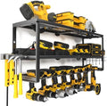 YYR Heavy Duty Power Tool Organizer with Charging Station, Cordless Drill Hanger Storage Rack, Battery Tools Holder Wall Mount Shelf for Garage - 32 Inch Equipped with Surge Protection Power Strip by YYR