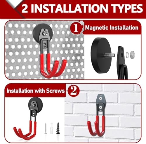 3-H Heavy Duty Magnetic Hooks, Large Magnet Hooks,4 Pack Red - Image 3