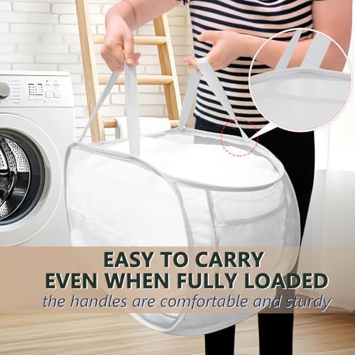 Collapsible Laundry Hamper Basket,Pop Up Mesh Foldable Bag for Laundry Room - Image 4