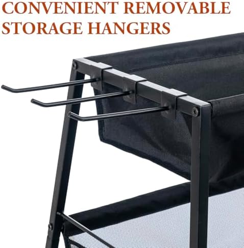 MyGift 3 Tier Sports Equipment Organizer Rolling Ball Storage Rack w/Hooks - Image 4