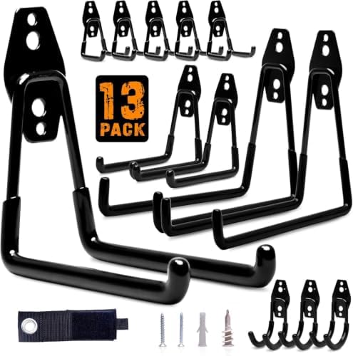 13 Pack Heavy Duty Garage Hooks, Wall Mounted Tool Hangers by Unknown