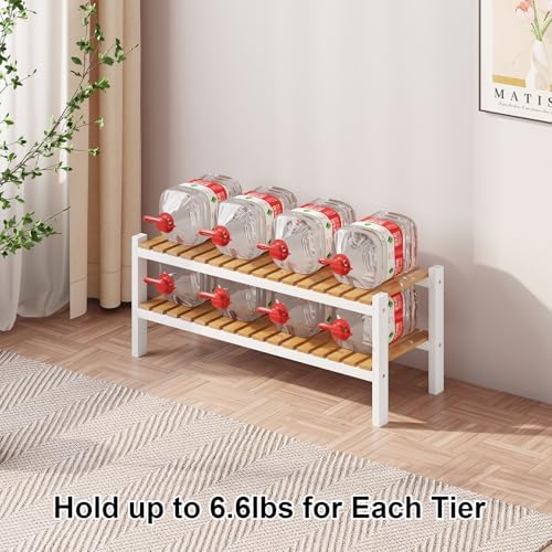 Bamboo Shoe Rack Organizer for Closet and Entryway-Space-Saving Narrow Shoe Stand-Versatile Shoe Holder for Door or Closet Shelf,Garage Bedroom can Freely Stack DIY Small Shoe Racks 2Tier Mixed color - Image 3