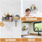 LEVERLOC Shower Caddy Suction Cup, Heavy Duty Bathroom Organizer, Grey - Image 6
