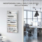 EasyPAG Wall File Holder 10 Tier Mesh Hanging Folder Organizer with Flat Tray Wall Mounted Mail Organizer Magazine Paper Desk Shelf with Nametag Label for Office Home School, Silver - Image 5