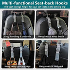 Amooca 4 Pack Anti-drop Headrest Hooks Adjustable Car Seat Organizer - Image 5