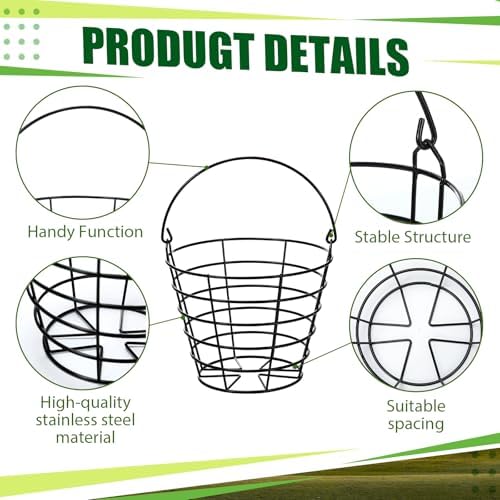 Wettarn Bulk Metal Wire Golf Ball Basket with Handle Stainless Steel Golf Basket Ball Holder Container for Summer Storage Practice Accessories - Image 3