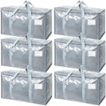 TICONN 6 Pack Extra Large Moving Bags Heavy Duty with Zippers & Carrying Handles, Durable Storage Bags Moving Boxes for Closet Organizers and Storage (6 Pack, Light Grey) by TICONN