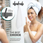 Coat Rack Wall Mount – 9 Inch Stainless Steel Hook Rail with 3 Double Coat Hooks for Hanging – Wall Mounted Entryway Organizer for Coats, Hats, Bags, Towels, Robes, Closet or Bathroom - Black 2 Pack - Image 5