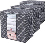 Storage Bags 3 Pack 100L Clothes Organization and Storage Containers | Large Blanket for Comforters,Bedding, Foldable Organizer with Reinforced Handle, Clear Window, Sturdy Zippers, Greyy by WiseLife