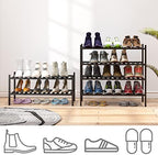 viewcare 4-Tier Black Bamboo Shoe Rack for Entryway, Stackable | Foldable | Natural, Shoe Organizer for Hallway Closet, Free Standing Shoe Racks for Indoor Outdoor - Image 4