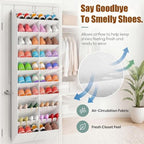 UVIAHOMI 20-30 Pairs Over the Door Shoe Organizer, Breathable Pockets Hanging Shoe Storage for Closet, 10-Tier Door Shoes Rack, Handing Shoes Holder Fit All the Family's Sneakers, Boots, Heels, White - Image 5