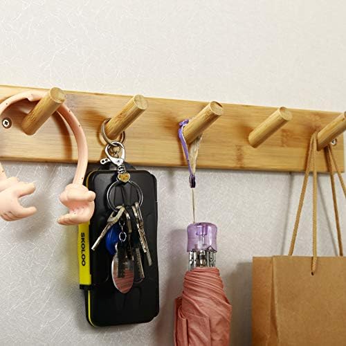 SKOLOO Coat Rack Wall Mount 17 inch, 5 Hooks, Bamboo, Shaker Style, Natural - Image 6