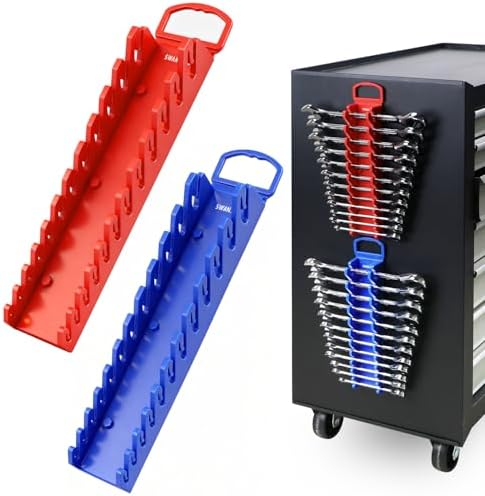 SWANLAKE 2-Piece Magnetic Wrench Organizer Toolbox Holder, SAE (1/4'' to 15/16''), Metric (6mm to 24mm) Ratchet Wrench Organizers, Total Hold 24 Slots Wrenches Holder for Tool Box by SWANLAKETOOLS