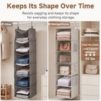 StorageWorks Hanging Closet Organizer, 6-Shelf with 2-in-1 Design, Ivory | Maximize Closet Space with Reinforced Shelves, Small Closet Storage Solution for Bedrooms, Dorms and RVs - Image 6