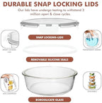 Razab 30 PC Glass Food Storage Containers with Lids - Reusable Glass Meal Prep Containers for Lunch and Leftovers - Airtight & Leakproof Snap Locking Lids - Oven, Freezer, Microwave, Dishwasher Safe - Image 3