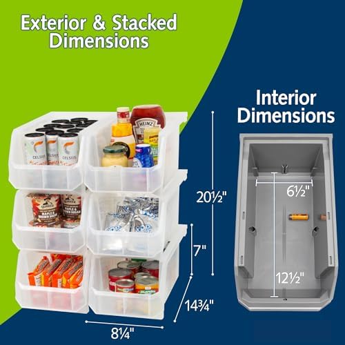 Akro-Mils ReadySpace Large Stackable Plastic Storage Bins, 6-Pack, Clear - Image 3