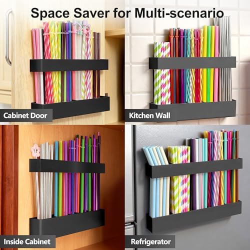 9.5” Large Acrylic Straw Holder for Cabinet Door, Adjustable Two-Part - Image 6