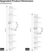 Homaterial Small 7 Tier Vertical Wall Shelf for Home Decor & Makeup Vanity - White Narrow Display Storage Shelf for Small Spaces, Decorative Vanity Shelf - Image 3