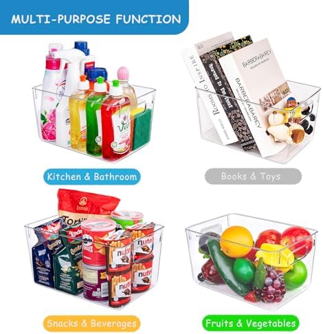 Set of 8 Pantry Organizers and Storage, Clear Plastic Bins(4L+4S) - Image 2