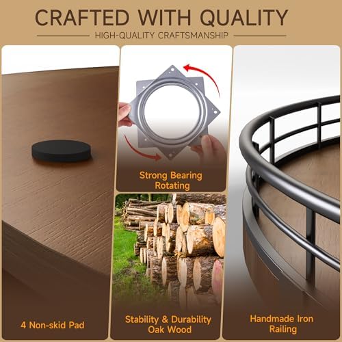 AMH 24-Inch Extra Large Farmhouse Oak Lazy Susan Organizer, Walnut Finish - Image 6