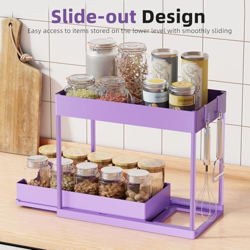 Simple Trending Under Sink Organizer 2 Pack, with Sliding Drawer, Purple - Image 4