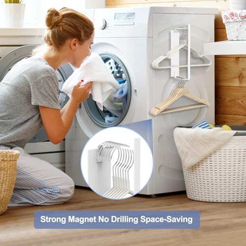 2-Pack Magnetic Hanger Holder for Laundry Room, White - Image 2