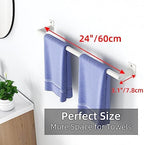 Bathroom Towel Bar, 24 Inch Towel Racks for Bathroom Wall Mounted, Heavy Duty Bath Hand Towel Holder Organizer, Modern Home Decor Towel Rod Bathroom Hardware Accessories, White - Image 6