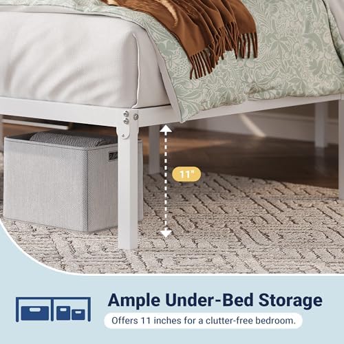 Allewie Full Size Bed Frame, 12 Inch Metal Beds with Storage Space, White - Image 6