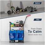 Garage Sports Equipment Organizer - Vertical Ball Storage Rack with 3 Heavy Duty Bags (blue) - Metal Frame Organizer for Balls and Outdoor Gear. Home Gym Storage Organizer. Yoga Workout Organizer. - Image 6