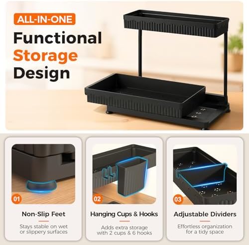 Sevenblue 3-Pack 2-Tier L-Shaped Under Sink Organizers with Sliding Drawers - Image 6