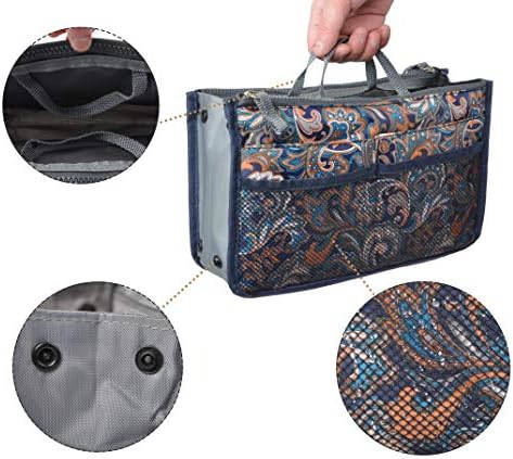 Vercord Purse Organizer Insert for Handbags Bag Organizers Inside Tote Pocketbook Women Nurse Nylon 13 Pockets Splash Wave Large - Image 4