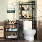 Recaceik 6-Tier Over The Toilet Storage Shelf with Cart, Freestanding Above Toilet Shelf Rack, Farmhouse Bathroom Organizer Shelves, Space Saver (Black) by Recaceik