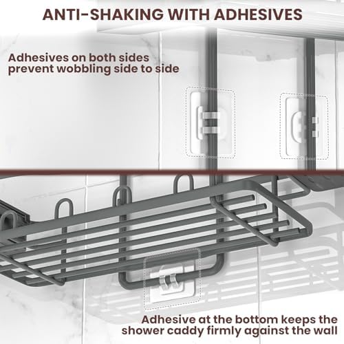 Rustproof Shower Caddy Hanging with Soap Holders for Bathroom, Grey - Image 7