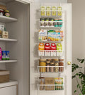 Mefirt 12 Inch Wide Narrow Over The Door Pantry Organizer 6-Tier White by Mefirt