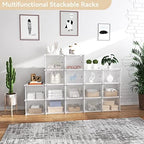 Portable Shoe Rack Organizer with Door, 48 Pairs Shoe Storage Cabinet Easy Assembly, Plastic Adjustable Shoes Organizer Stackable Detachable Free Standing Shoes Rack White - Image 7