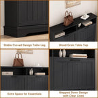 Hidden Shoe Storage Cabinet with 4 Flip Drawers & Open Storage - Image 7
