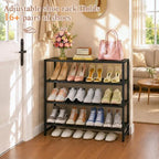4-Tier Expandable Shoe Rack,Metal Shoe Rack for Closet,Shoe Storage Shelf - Image 4