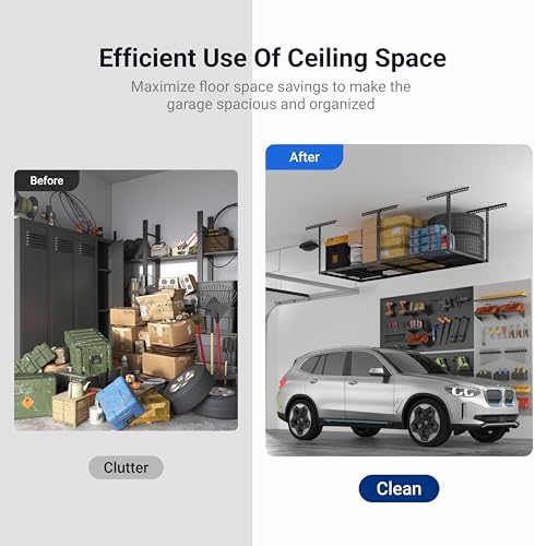 FLEXIMOUNTS 3x8 Overhead Garage Ceiling Storage Rack Adjustable, Hammertone - Image 6