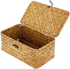 Hipiwe Wicker Shelf Baskets Bin with Lid X-Small Handwoven Basket for Shelf by Hipiwe