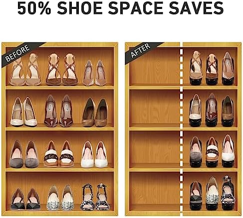 NVGSN Shoe Slot Organizer for Closet 20 Pack,Storage Space Saver 50%, Black | 4 Levels Adjustable Shoe Stackers for Closet Shelf Storage,Thickening Double Layer,shoe Rack Holders ,organizador de zapatos - Image 2