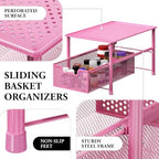 Simple Houseware Stackable Under Sink Sliding Basket Drawer, Pink - Image 4