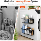 2-Pack Magnetic Laundry Organizer Shelf for Washer Dryer, Black - Image 4