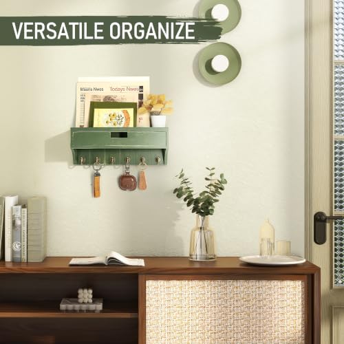 Rebee Vision Key Holder Wall Mount with Drawer, Shelf for Home Decor, Green - Image 4
