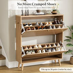 Nicetree Arch-Chic Shoe Cabinet for Entryway, Modern Mid-Century Shoe Storage Cabinet with Fluted, Narrow Shoe Rack for Entryway with Adjustable Shelves & Tipping Protection,Light Oak - Image 3